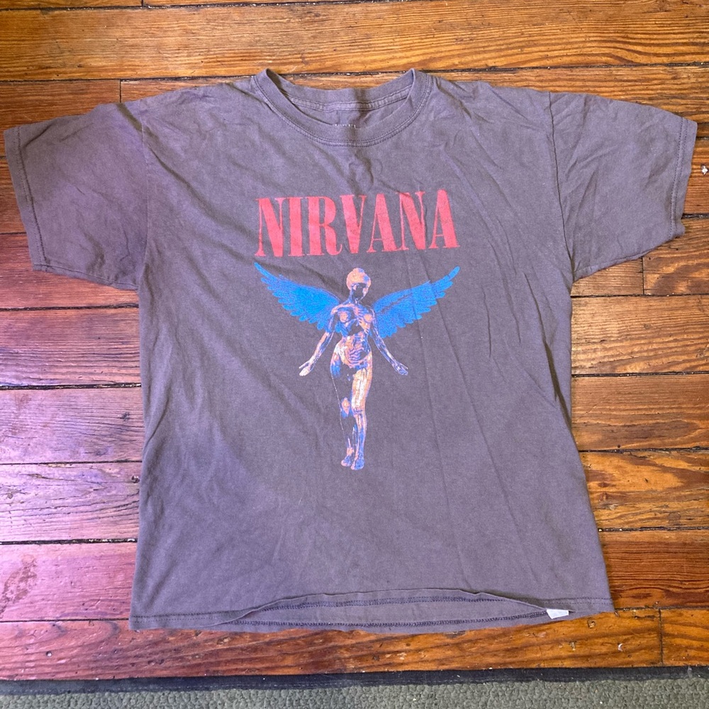 NIRVANA Charcoal Tee with Iconic Logo